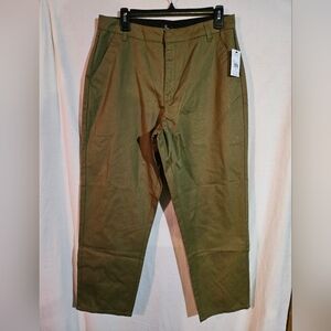 Volcom SO Chickie High Rise Chino Pants In Army Green Size 32 NWT MSRP $62
